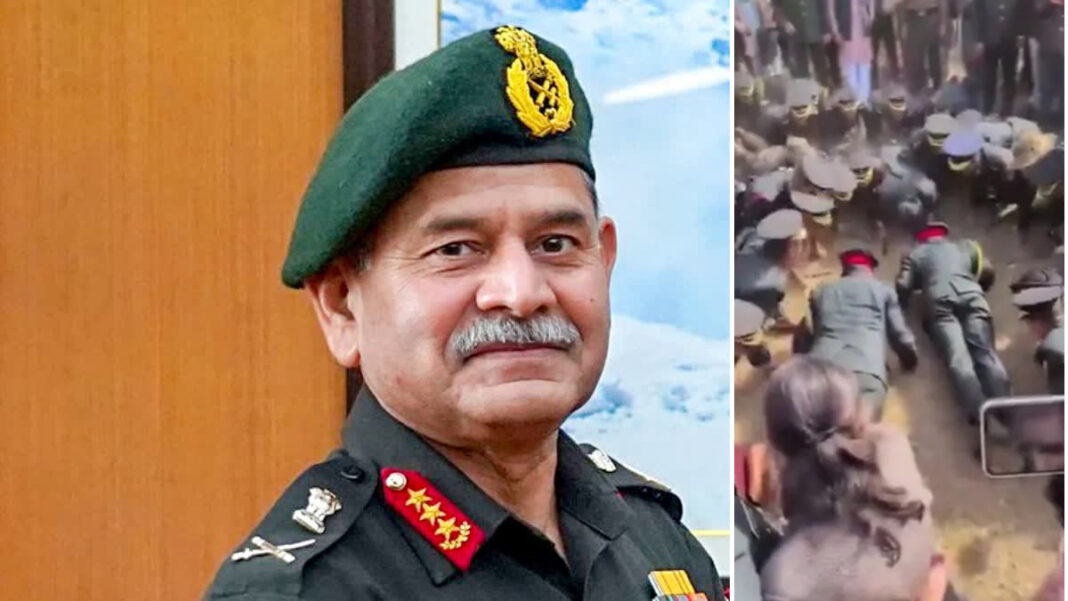 थलसेना प्रमुख ने IMA में युवा अफसरों संग लगाए पुश अप