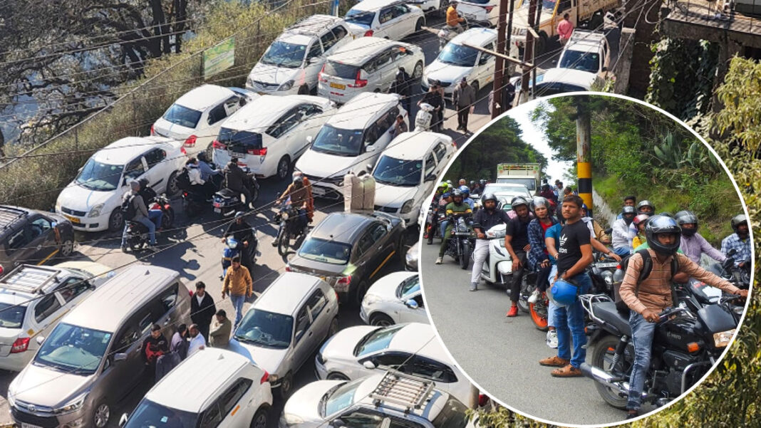 वीकेंड पर मसूरी-देहरादून हाईवे जाम, वाहनों की लंबी कतार; सैलानी परेशान