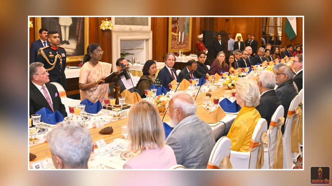 ‘वैश्विक स्थिरता की धुरी बनेगा भारत-ईयू गठबंधन’: राष्ट्रपति मुर्मु ने यूरोपीय नेताओं के सम्मान में दिया भोज; द्विपक्षीय संबंधों को बताया मानवता के लिए वरदान