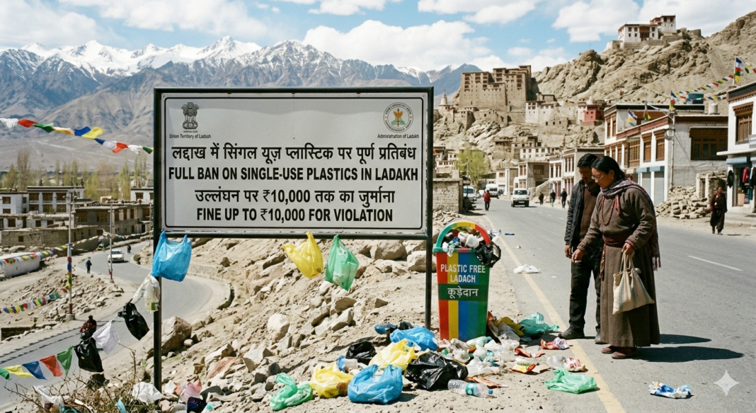 लद्दाख में सिंगल यूज प्लास्टिक पर पूर्ण प्रतिबंध, उल्लंघन पर ₹10,000 तक जुर्माना लद्दाख में सिंगल यूज प्लास्टिक पर पूर्ण प्रतिबंध, उल्लंघन पर ₹10,000 तक जुर्माना