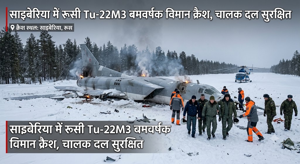 साइबेरिया में रूसी Tu-22M3 बमवर्षक विमान क्रैश, चालक दल सुरक्षित साइबेरिया में रूसी Tu-22M3 बमवर्षक विमान क्रैश, चालक दल सुरक्षित