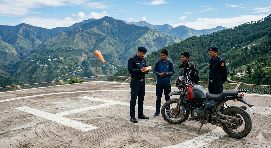 हेलिपैड पर रील के लिए खतरनाक स्टंट, वीडियो वायरल होने पर पुलिस ने युवकों का किया चालान हेलिपैड पर रील के लिए खतरनाक स्टंट, वीडियो वायरल होने पर पुलिस ने युवकों का किया चालान