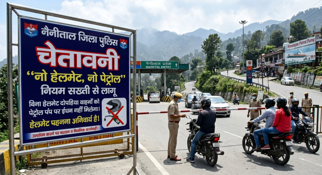 नैनीताल: “नो हेलमेट, नो पेट्रोल” नियम सख्ती से लागू, प्रवेश द्वारों पर लगाए गए चेतावनी बोर्ड नैनीताल: “नो हेलमेट, नो पेट्रोल” नियम सख्ती से लागू, प्रवेश द्वारों पर लगाए गए चेतावनी बोर्ड