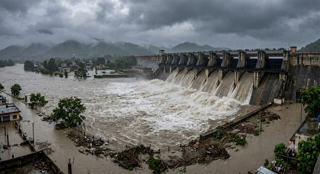 लगातार बारिश से विकासनगर में तबाही, यमुना उफान पर; डाकपत्थर बैराज के सभी गेट खोले लगातार बारिश से विकासनगर में तबाही, यमुना उफान पर; डाकपत्थर बैराज के सभी गेट खोले