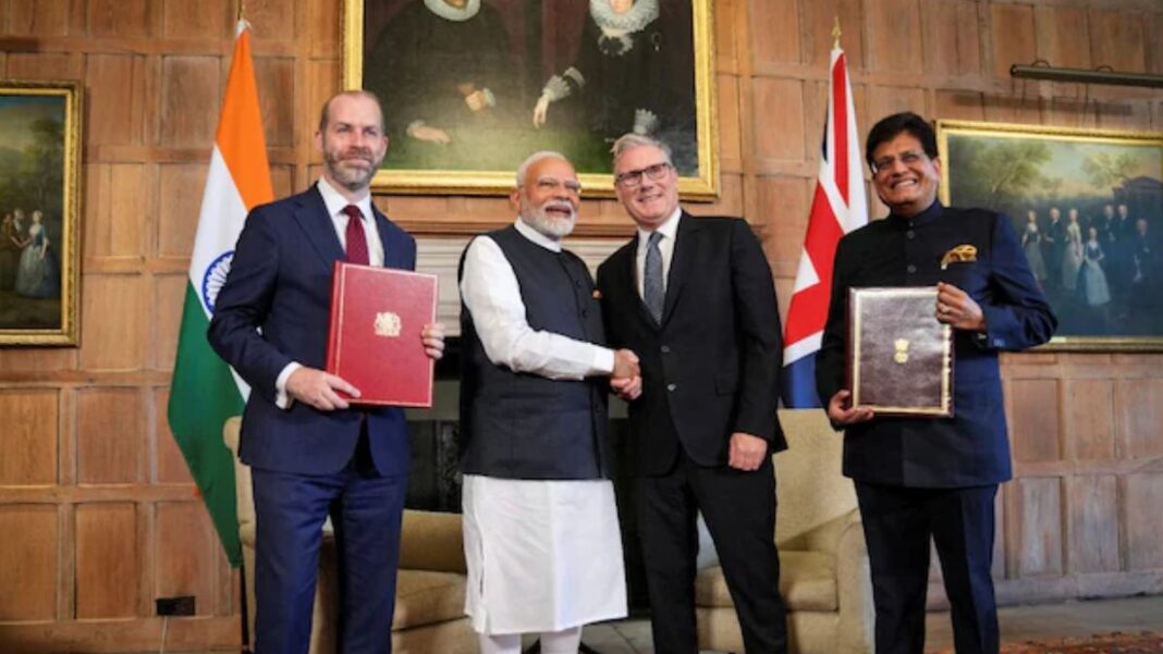 भारत-यूके मुक्त व्यापार समझौता लागू, 98% भारतीय उत्पादों को ब्रिटेन में शुल्कमुक्त प्रवेश भारत-यूके मुक्त व्यापार समझौता लागू, 98% भारतीय उत्पादों को ब्रिटेन में शुल्कमुक्त प्रवेश