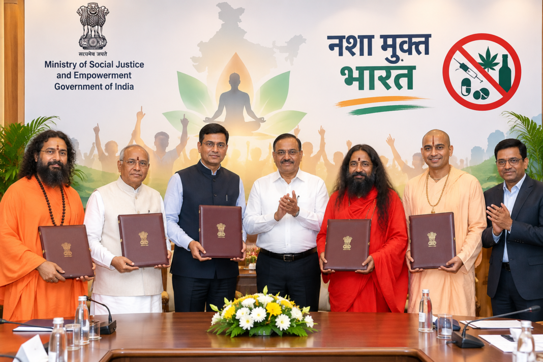 नशा मुक्त भारत अभियान को मिलेगी आध्यात्मिक संगठनों की ताकत, चार संस्थाओं के साथ सरकार ने किया समझौता नशा मुक्त भारत अभियान को मिलेगी आध्यात्मिक संगठनों की ताकत, चार संस्थाओं के साथ सरकार ने किया समझौता