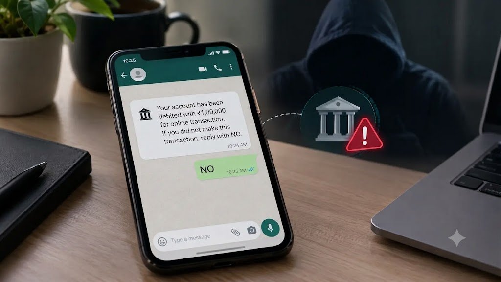WhatsApp पर ‘NO’ लिखने से बैंक खाता खाली होने का खतरा? साइबर ठगों के नए खेल से रहें सावधान WhatsApp पर ‘NO’ लिखने से बैंक खाता खाली होने का खतरा? साइबर ठगों के नए खेल से रहें सावधान